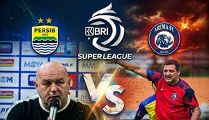 Duel pelatih Persib vs Arema di ajang BRI Super League. (Bola.com/Gemini)