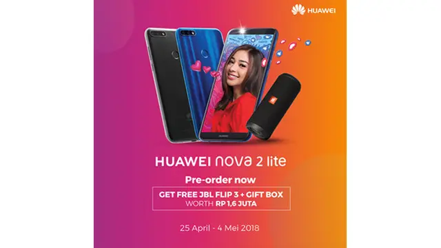 Pre Order HUAWEI nova 2 lite Tawarkan Bonus Dahsyat Hingga Senilai Rp 1,6 Juta