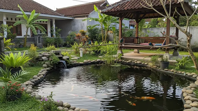 Inspirasi Kolam Ikan di Taman Rumah yang Bisa Menarik Kehadiran Burung dan Bikin Suasana Asri Model Dekat Gazebo