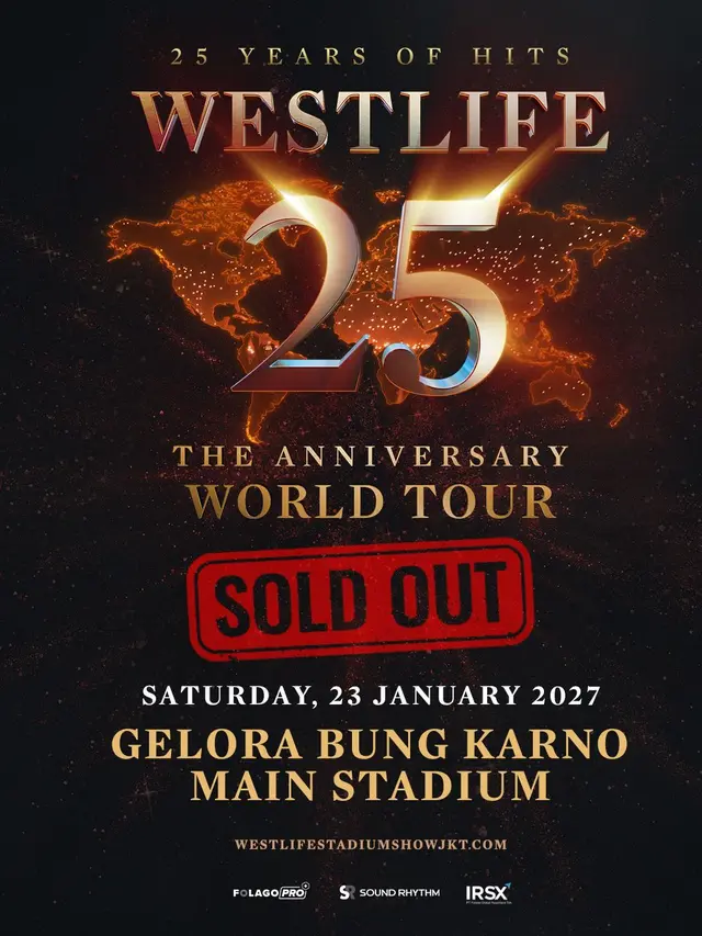 Tiket Konser Westlife di Jakarta Sold Out. (dok Folagopro, Sound Rhythm, dan IRSX)