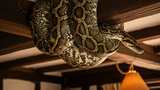 Ular Piton di Plafon Rumah