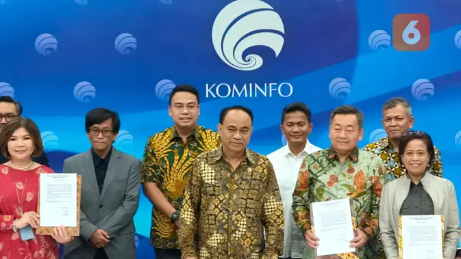 <p>Deklarasi Kominfo, BI, OJK, dan 11 Asosiasi/Himpunan Sistem Pembayaran Nasional melawan judi online di kantor Kominfo di Jakarta, Rabu (28/8/2024). (Liputan6.com/ Agustinus Mario Damar)</p>