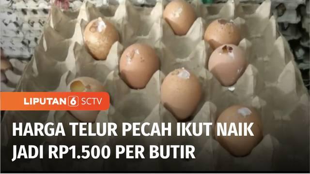 Harga telur belum juga turun. Bukan hanya yang normal, harga telur pecah di Pasar Tigaraksa Tangerang, juga ikut naik. Jika sebelumnya Rp 1.000 harga telur pecah, kini naik menjadi Rp 1.500 per butir.