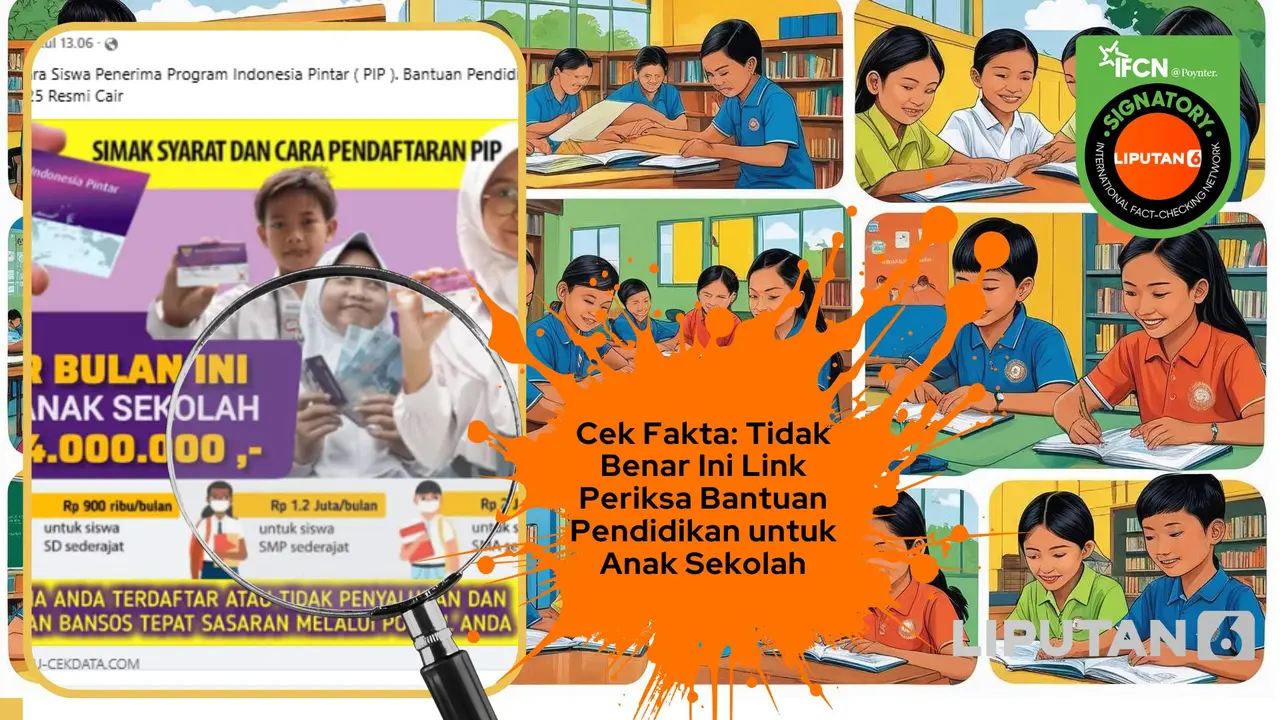 Tangkapan layar klaim link memeriksa penerima bantuan pendidikan untuk anak sekolah