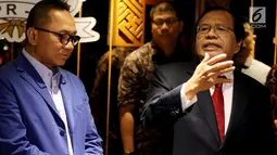 Mantan Menko Kemaritiman, Rizal Ramli memberikan keterangan usai menemui Ketua MPR, Zulkifli Hasan di Kompleks Parlemen, Jakarta, Kamis (3/5). Selain membahas politik pencitraan, Rizal dan Zulkifli juga membahas desentralisasi. (Liputan6.com/Johan Tallo)