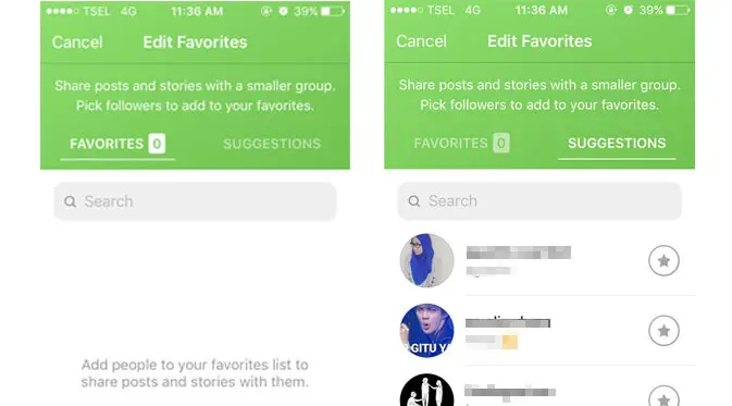 Instagram meluncurkan fitur bernama Favorites, sehingga pengguna bisa menentukan siapa saja yang bisa melihat foto dan video mereka (Foto: Ist)
