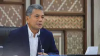 Direktur Utama BRI Sunarso saat Virtual Press Conference Paparan Laporan Kinerja Keuangan BRI Triwulan I Tahun 2022 pada Senin, 25 April 2022.