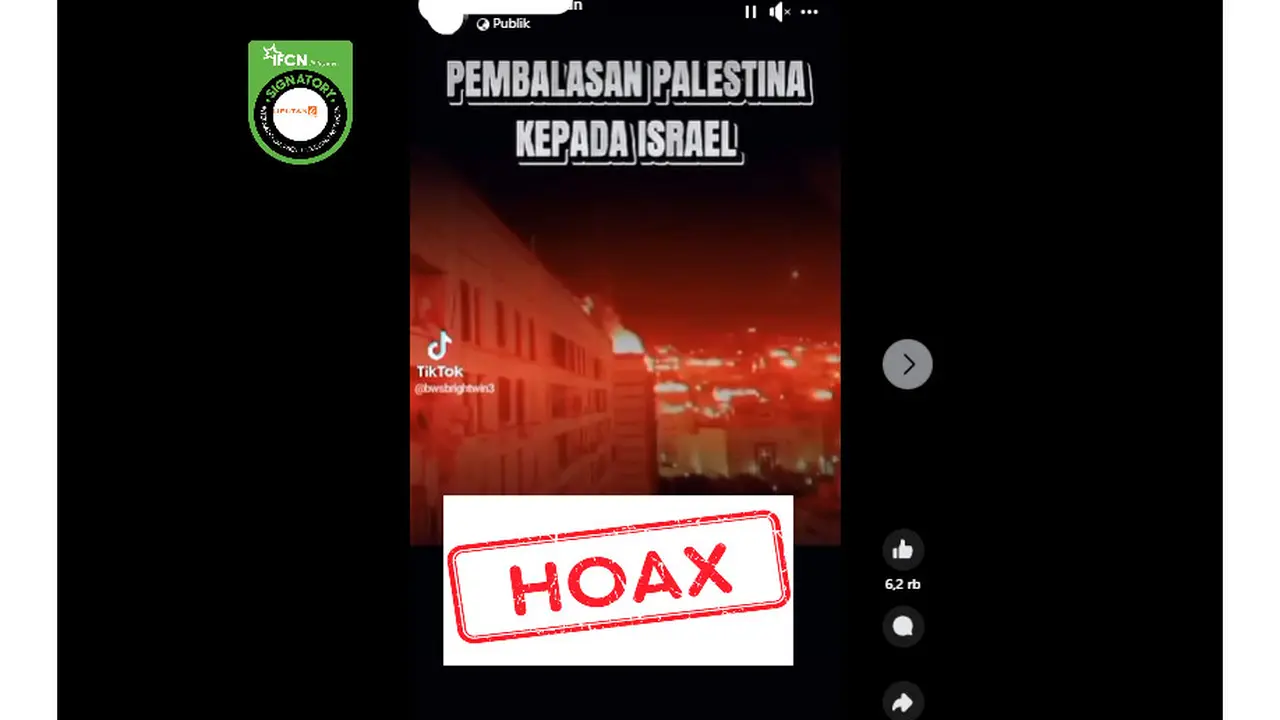 Tangkapan layar salah satu hoaks yang beredar dalam sepekan