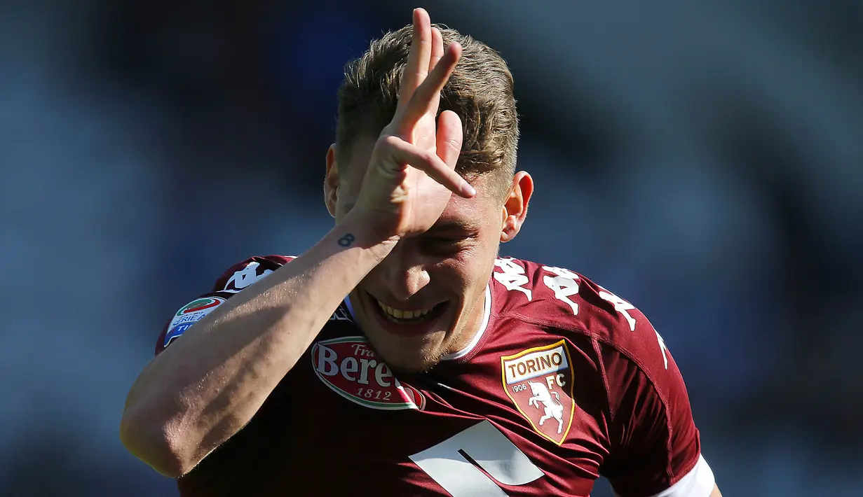 2. Andrea Belotti (Torino) - Mencetak 26 gol dalam 35 laga Serie A musim lalu membuat nama bomber Italia ini meroket. MU harus bersaing dengan Chelsea untuk mendatangkan Belotti yang harganya lebih dari 100 juta poundsterling. (AFP/Marco Bertorello)