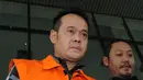 Direktur Utama PT Melati Technofo Indonesia, Fahmi Darmawansyah usai diperiksa penyidik KPK, Jakarta, Selasa (10/1). Keempatnya, yakni Eko Susilo Hadi, Muhammad Adami Okta, Hardy Stefanus dan Fahmi Darmawansyah. (Liputan6.com/Helmi Afandi)