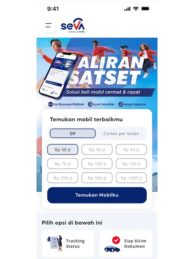 Tampilan aplikasi SEVA yang user friendly