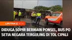 Kecelakaan lalu lintas juga kembali terjadi di tol Cipali. Bus PO Setia Negara mengangkut pemudik terguling di median jalan Cipali Km 99, Subang, Jawa Barat pada Rabu sore. Tidak ada korban jiwa dalam musibah ini, namun sejumlah penumpang mengalami l...