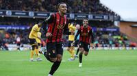 Striker muda Bournemouth, Eli Junior Kroupi, merayakan golnya ke gawang Wolverhampton Wanderers di lanjutan Premier League pada 31 Januari 2026. (Darren Staples / AFP)