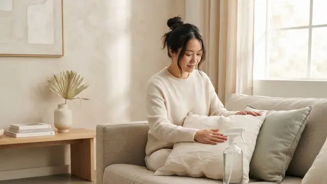 Merapikan Sarung Bantal Sofa dan Cushion