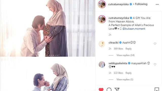Cut Meyriska tulis kalimat menyentuh buat Roger Danuarta dan anaknya sambil  unggah foto sebelum dan sesudah melahirkan