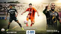 Dari kiri ke kanan: Alex Martins (Dewa United), Mariano Peralta (Borneo FC), dan David Da Silva (Malut United). (Gemini)