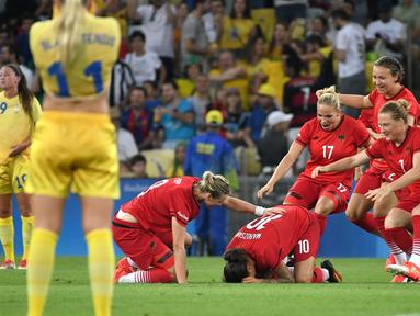 Timnas sepak bola putri Jerman meraih kemenangan 2-1 atas Swedia pada partai final Olimpiade Rio 2016 di Stadion Maracana, Sabtu (20/8/2016) dini hari WIB. (AFP/LuisAcosta)