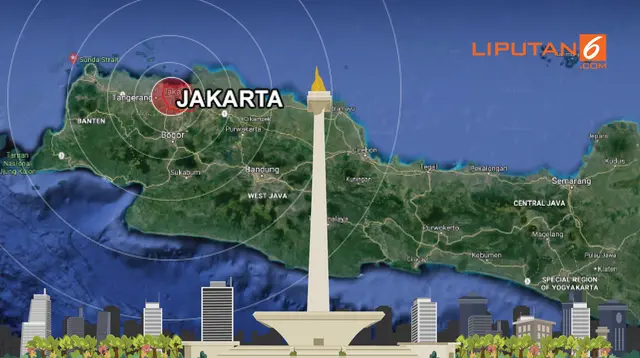 Banner Gempa Megathrust Bayangi Jakarta (Liputan6.com/Abdillah)