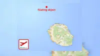 Lokasi terlihat objek mengambang di dekat La Reunion yang sebelumnya ditemukan puing MH370. (Air Live)