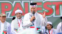 HNW saat Aksi Bela Palestina yang diselenggarakan oleh Forum Umat Islam Bekasi (FUIB) di Taman Sehati, Stadion Wibawa Mukti, Kabupaten Bekasi, Jawa Barat, Minggu (15/6/2025). (Foto: Istimewa)
