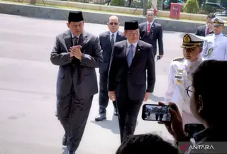 Susilo Bambang Yudhoyono (SBY) Saat Melayat Juwono Sudarsono di Kemhan (AntaraNews)