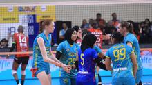Tim putri Jakarta Electric PLN  lolos ke grand final PLN Mobile Proliga 2024 setelah mengalahkan Jakarta BIN 3-0 (25-17, 25-22, 25-21) pada laga hari kedua putaran final four seri kedua, di GOR Jatidiri Semarang, Jumat (12/7/2024). (Bola.com/PBVSI)