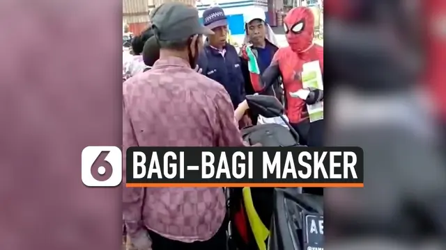 VIDEO: Spiderman Turun ke Jalan, Bagi-Bagi Masker untuk Warga