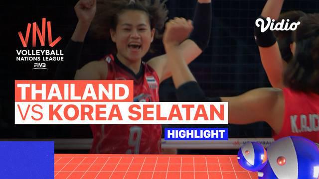 Berita video highlights laga pekan ketiga Pool 6 Volleyball Nations League Putri 2022 antara Thailand melawan Korea Selatan, Rabu (29/6/2022) malam hari WIB.