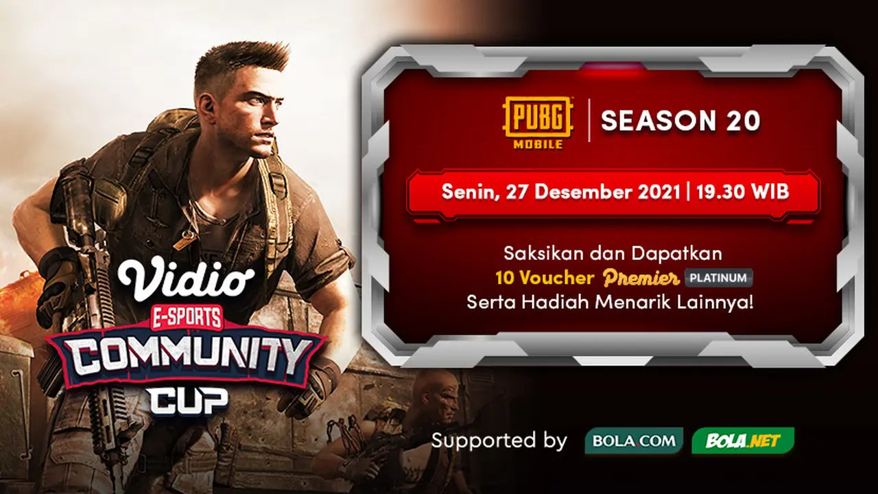 Saksikan Live Streaming Vidio Community Cup PUBGM Season 20 di Vidio, Senin 27 Desember 2021