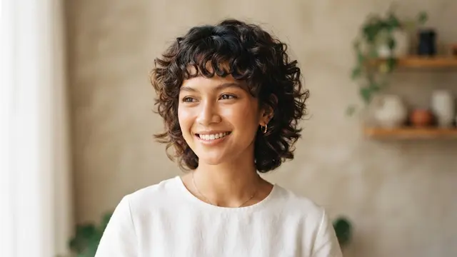 Potongan rambut pendek wanita keriting yang tidak bikin wajah bulat model shag pendek untuk rambut keriting