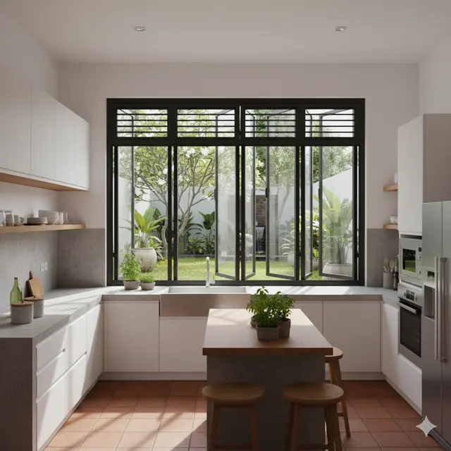 Model Jendela Dapur Aluminium Rumah Minimalis (Foto: Gemini AI)