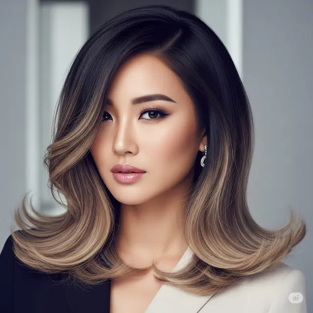 Model Rambut Dua Warna dengan Teknik Balayage Lembut