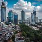 Foto udara suasana gedung bertingkat di kawasan Sudirman, Jakarta, Rabu (8/4/2020). Jakarta sempat menjadi kota paling berpolusi di dunia pada 29 September 2019 lalu, namun Rabu (8/4) siang ini, kualitas udara kota Jakarta membaik. (Liputan6.com/Faizal Fanani)