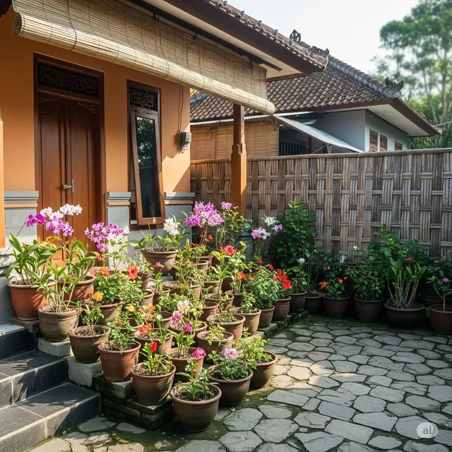 Cara Menata Bunga di Teras Rumah Sederhana. Foto: Gemini