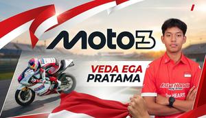 Veda Ega Pratama, pembalap Indonesia yang mentas pada balapan Moto3 2026. (Hendry Wibowo/Bola.com/Gemini)