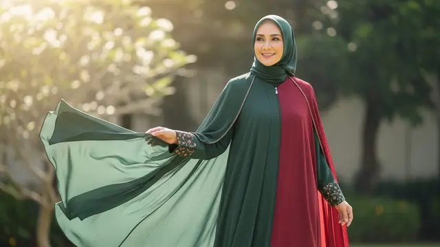 Baju Abaya Resleting Depan untuk Wanita 50 Tahun