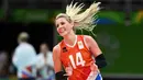 Laura Dijkema adalah atlet bola voli Belanda yang ikut pada gelaran Olimpiade Rio 2016 di Brasil. (AFP/Pedro Ugarte)