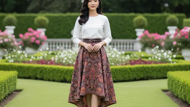 Setelan Batik dengan Rok A-Line