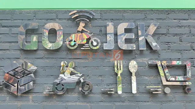 Logo Go-Jek di Markas Go-Jek di Kemang, Jakarta. Liputan6.com/Mochamad Wahyu Hidayat