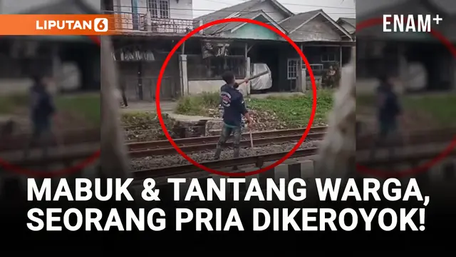 VIDEO: Mabuk Sambil Bawa Sajam, Pria di Cianjur Dikeroyok Warga!