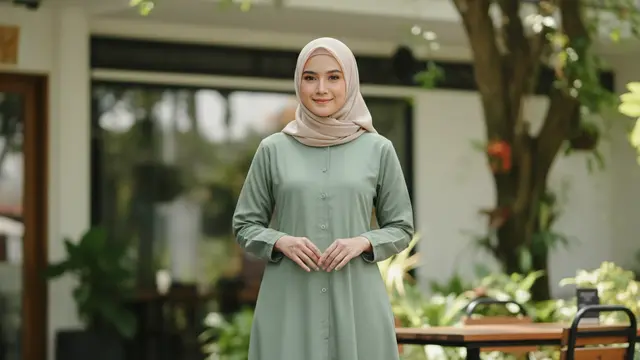 Gamis Warna Sage Green Elegan