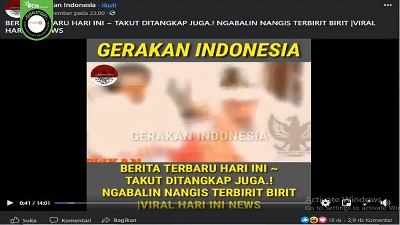Gambar Tangkapan Layar Video Ali Mochtar Ngabalin Menangis dan Lari Terbirit-birit karena Takut Ditangkap KPK Saat OTT Edhy Prabowo  (sumber: Facebook)
