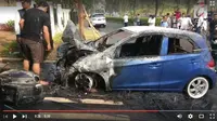 Honda Brio terbakar di Bekasi, Jawa Barat, bertepatan dengan Iduladha (1/9).