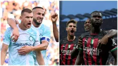 Dua rival ibu kota, Inter Milan dan AC Milan memainkan laga pekan ke-9 Serie A Liga Italia 2022/2023. Inter Milan berhasil menang dengan skor 2-1 atas Sassuolo. Sedangkan AC Milan juga berhasil mengamankan kemenangan atas Juventus 2-0. (AP/LaPresse/Massimo Paolone, AP Photo/Antonio Calanni)