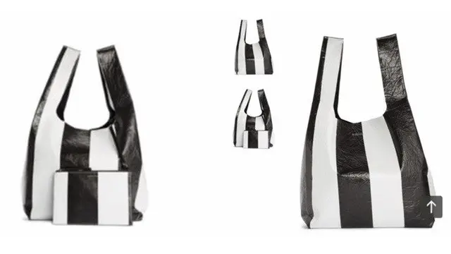 Supermarket Shopper Stripe Leather Bag