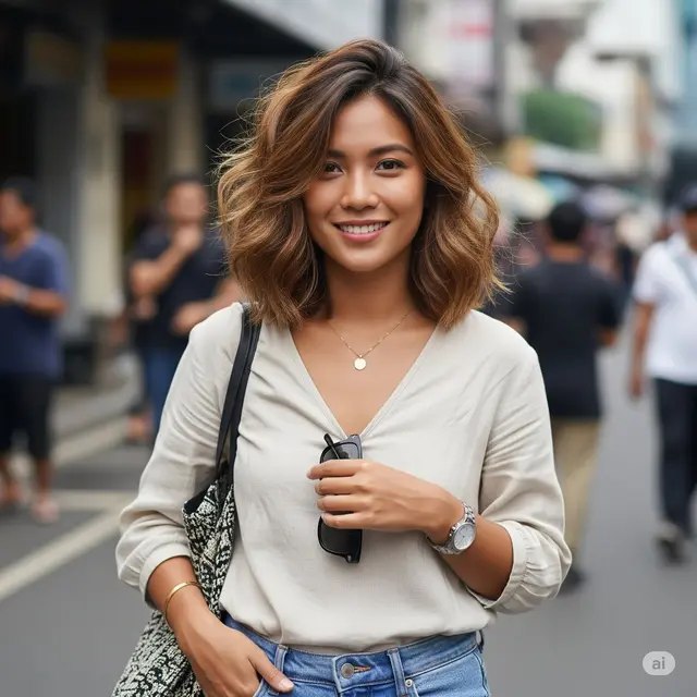 Model Rambut Oval Pendek. Foto: Gemini