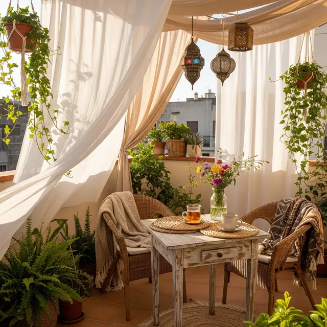 Dekorasi Teras Mungil Bergaya Bohemian yang Cantik