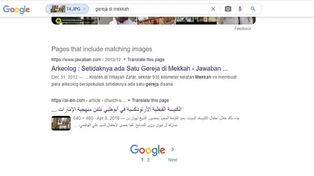 Gambar Tangkapan Layar Penelusuran Foto Menggunakan Google Images.