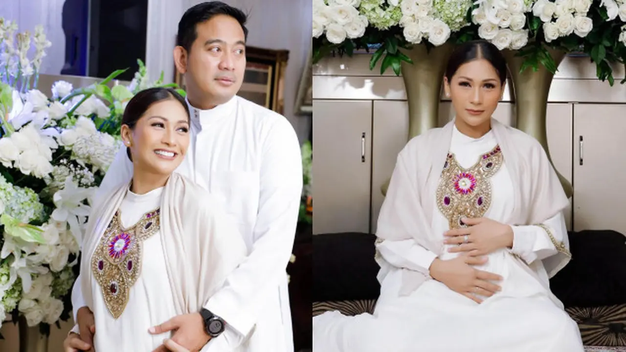 6 Potret Tasyakuran Empat Bulan Kehamilan Tata Janeeta, Tampil Serasi Bareng Suami