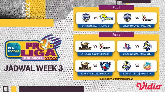 Link Live Streaming PLN Mobile Proliga 2022 Pekan Ketiga di Vidio, 21-23 Januari 2022